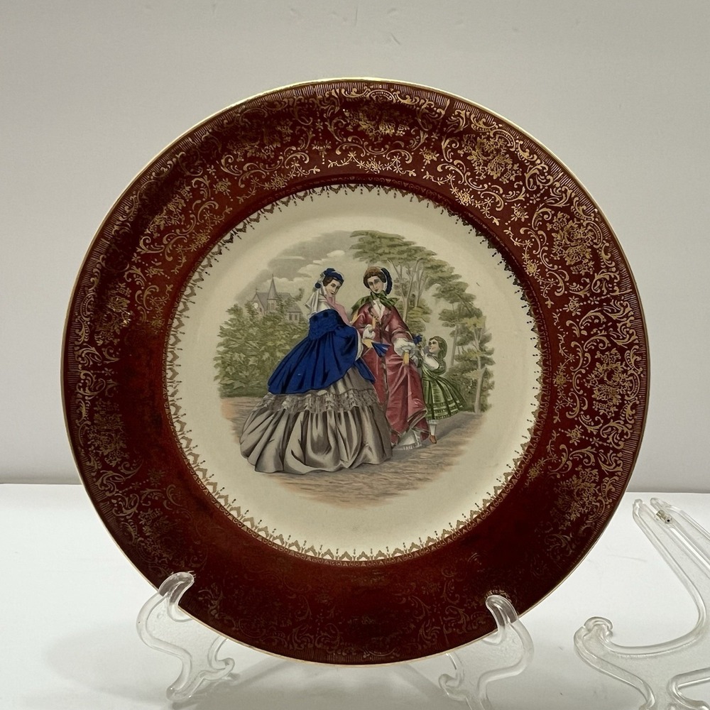 Vintage Imperial Salem China Co. Decorative Service Plate 23-Karat Gold Trim 10"